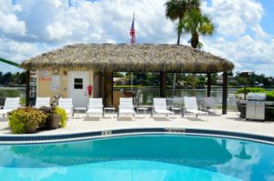 Harbour Cove condos pool and chickee hut.