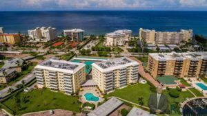 Aerial view of the Harborside West condos.
