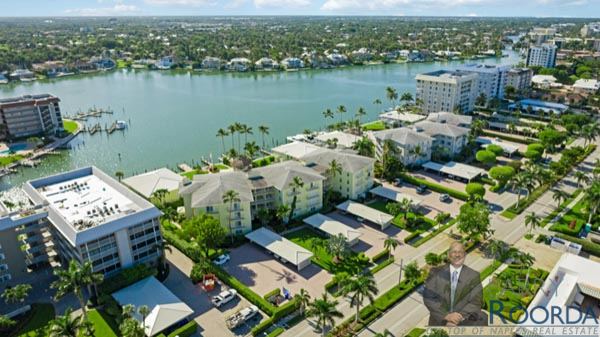 Jennifer Shores #105 Waterfront Condominium for sale in Naples, FL, aerial view