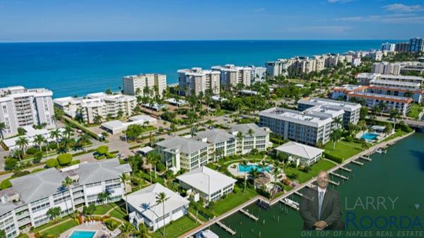 Jennifer Shores #105 Waterfront Condominium for sale in Naples, FL, aerial view