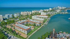 Aerial view looking north at Bordeaux Club community at 900 Gulf Shore Bvd.
