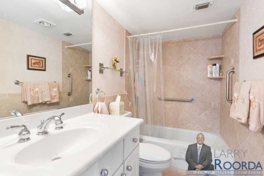 Bathroom at Harbour Cove #216 The Moorings, Naples, FL. Larry Roorda Realtor.