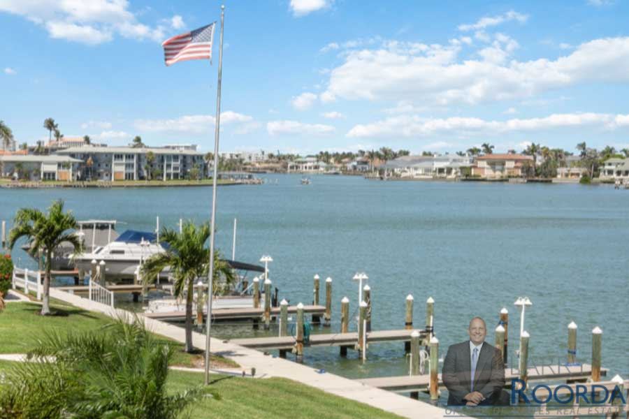Views fo the docks from Harbour Cove #216 The Moorings, Naples, FL. Larry Roorda Realtor.