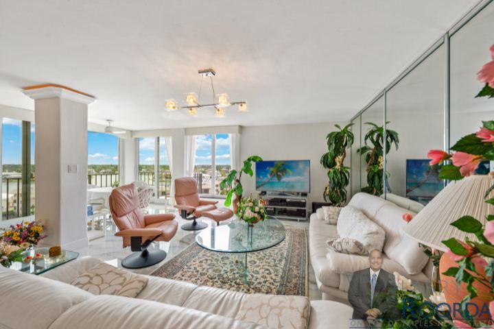 Living room view 2. 215 Gulf Shore Blvd N #712N, Naples, FL.