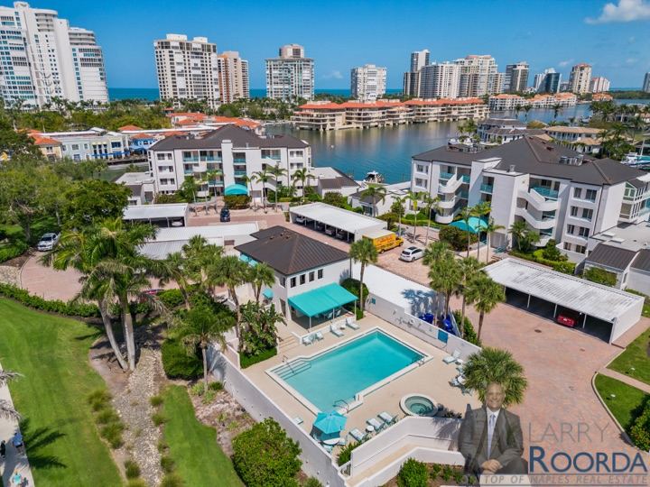 Aerial view of amenities. 355 Park Shore Dr #114 Naples.